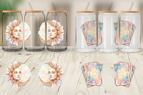 Glass Can Watercolor Boho Mystical Celestial Art Sublimation artnoy 