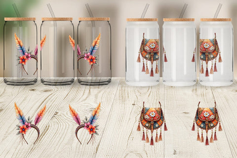 Glass Can Watercolor Boho Spring Fashion 70s Accessories & Attire Sublimation artnoy 