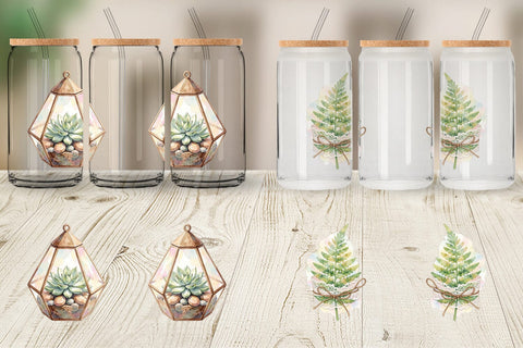 Glass Can Watercolor Boho Woodland Nature Ephemera Sublimation artnoy 