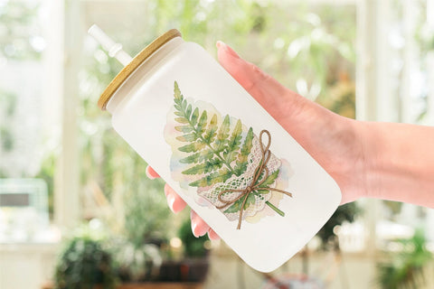 Glass Can Watercolor Boho Woodland Nature Ephemera Sublimation artnoy 