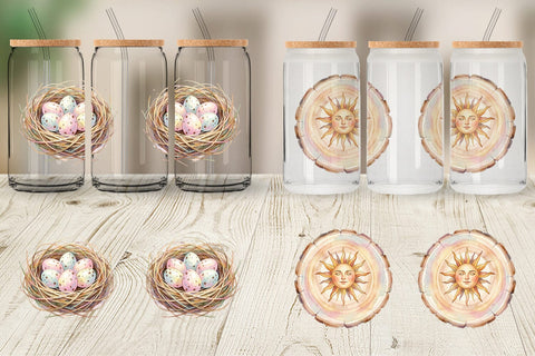 Glass Can Watercolor Boho Woodland Nature Ephemera Sublimation artnoy 