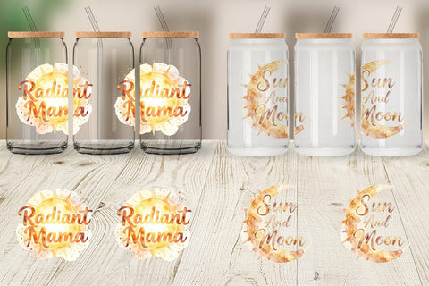 Glass Can Watercolor Celestial Boho Mother Quotes Sublimation artnoy 