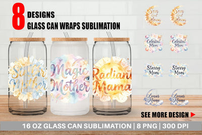 Glass Can Watercolor Celestial Boho Mother Quotes Sublimation artnoy 