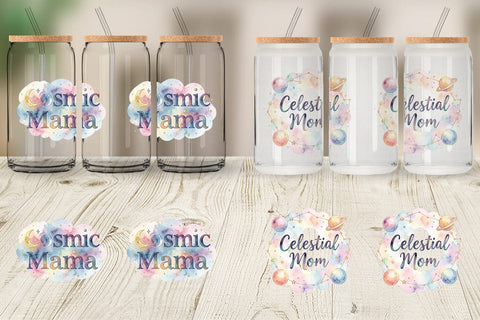 Glass Can Watercolor Celestial Boho Mother Quotes Sublimation artnoy 