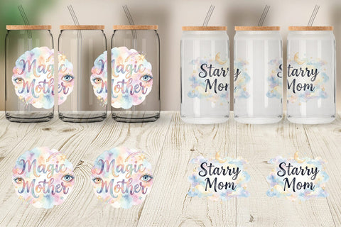 Glass Can Watercolor Celestial Boho Mother Quotes Sublimation artnoy 