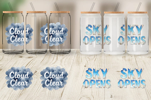 Glass Can Watercolor Celestial Mental Health Art Sublimation artnoy 