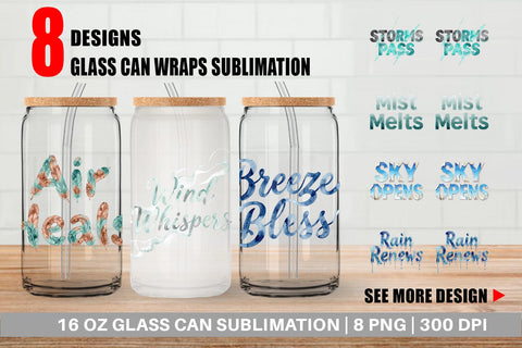 Glass Can Watercolor Celestial Mental Health Art Sublimation artnoy 
