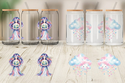Glass Can Watercolor Celestial Mother Fantasy Art Sublimation artnoy 