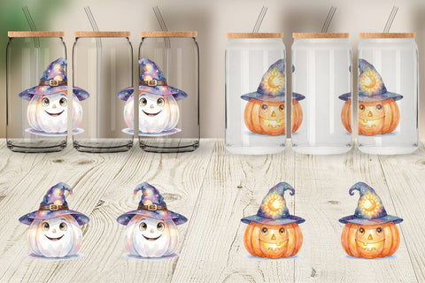Glass Can Watercolor Celestial Starlight Witch Hat Sublimation artnoy 