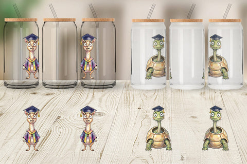 Glass Can Watercolor Chaotic Animal Graduation Sublimation artnoy 