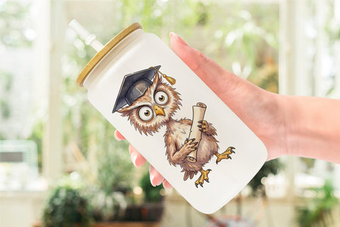 Glass Can Watercolor Chaotic Animal Graduation Sublimation artnoy 