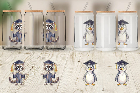Glass Can Watercolor Chaotic Animal Graduation Sublimation artnoy 