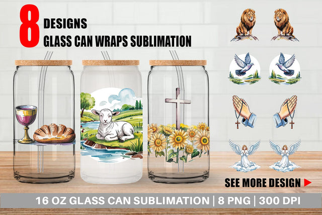 Glass Can Watercolor Christian Sublimation artnoy 