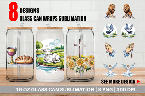 Glass Can Watercolor Christian Sublimation artnoy 