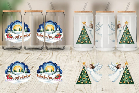 Glass Can Watercolor Christmas Animal Sublimation artnoy 