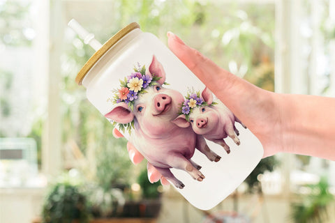 Glass Can Watercolor Classic Farmhouse Floral Sublimation artnoy 