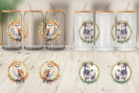 Glass Can Watercolor Classic Farmhouse Floral Sublimation artnoy 