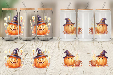 Glass Can Watercolor Cozy Autumn Spellcraft Witch Sublimation artnoy 