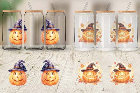 Glass Can Watercolor Cozy Autumn Spellcraft Witch Sublimation artnoy 
