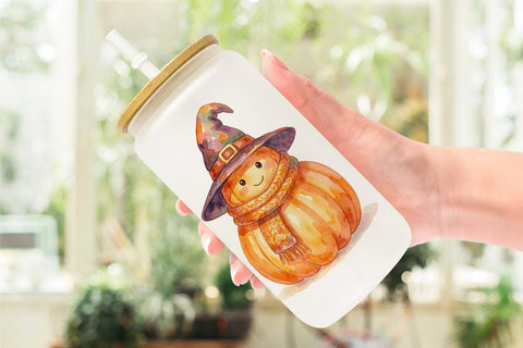 Glass Can Watercolor Cozy Autumn Spellcraft Witch Sublimation artnoy 