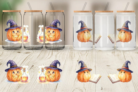 Glass Can Watercolor Cozy Autumn Spellcraft Witch Sublimation artnoy 
