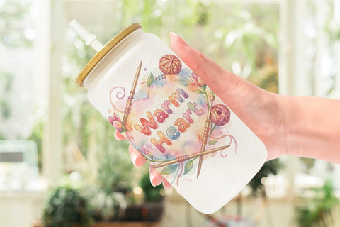 Glass Can Watercolor Cozy Garden Tea Quotes Sublimation artnoy 