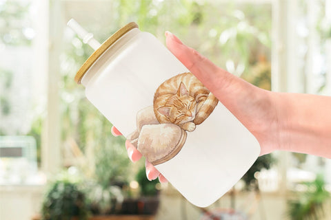 Glass Can Watercolor Cozy Mom Relaxation Art Sublimation artnoy 