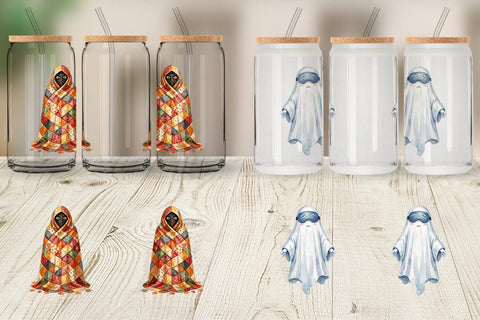 Glass Can Watercolor Cozy Nightcap Sleepy Ghost Sublimation artnoy 