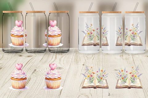 Glass Can Watercolor Cozy Tea Time Mom Brunch Sublimation artnoy 
