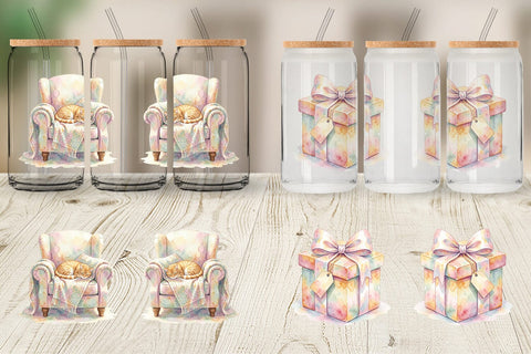 Glass Can Watercolor Cozy Tea Time Mom Brunch Sublimation artnoy 