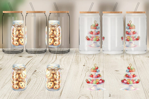 Glass Can Watercolor Cozy Tea Time Mom Brunch Sublimation artnoy 
