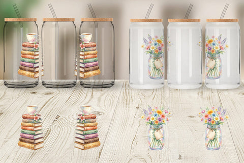 Glass Can Watercolor Cozy Tea Time Mom Lifestyle Sublimation artnoy 
