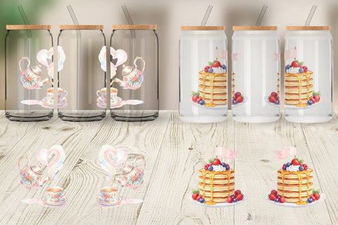 Glass Can Watercolor Cozy Tea Time Mom Lifestyle Sublimation artnoy 