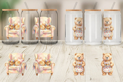 Glass Can Watercolor Cozy Tea Time Mom Lifestyle Sublimation artnoy 