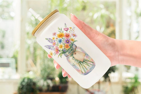 Glass Can Watercolor Cozy Tea Time Mom Lifestyle Sublimation artnoy 