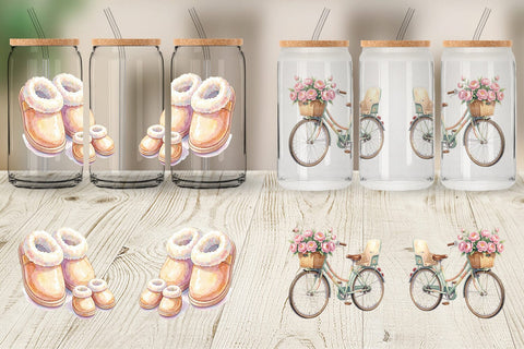 Glass Can Watercolor Cozy Tea Time Mom Lifestyle Sublimation artnoy 