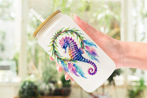 Glass Can Watercolor Cute Baby Ocean Animals Sublimation artnoy 