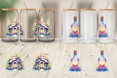 Glass Can Watercolor Cute Ocean Objects Sublimation artnoy 