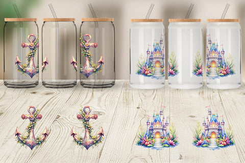 Glass Can Watercolor Cute Ocean Objects Sublimation artnoy 