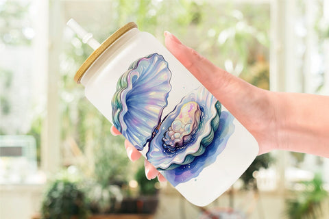 Glass Can Watercolor Cute Ocean Objects Sublimation artnoy 