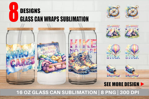 Glass Can Watercolor Cynical Travel And Hiking Art Sublimation artnoy 