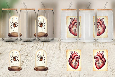 Glass Can Watercolor Dark Academia Creatures Sublimation artnoy 