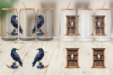 Glass Can Watercolor Dark Academia Creatures Sublimation artnoy 