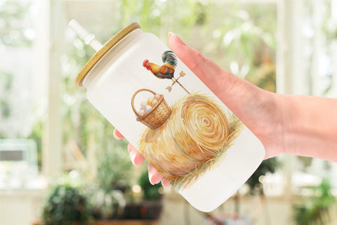 Glass Can Watercolor Desert Spring Easter Cacti Sublimation artnoy 