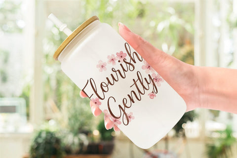 Glass Can Watercolor Elegant Floral Affirmations Quote Sublimation artnoy 