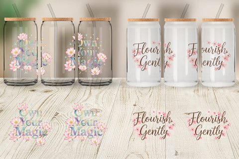 Glass Can Watercolor Elegant Floral Affirmations Quote Sublimation artnoy 