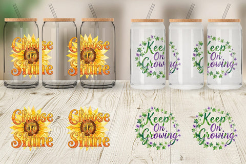 Glass Can Watercolor Elegant Floral Affirmations Quote Sublimation artnoy 