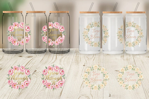 Glass Can Watercolor Elegant Floral Affirmations Quote Sublimation artnoy 