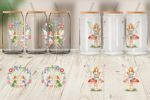 Glass Can Watercolor Fairy Mom And Baby Fantasy Sublimation artnoy 