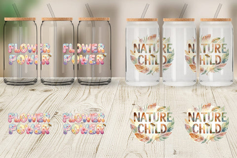 Glass Can Watercolor Floral Meadow Bee Quotes Sublimation artnoy 